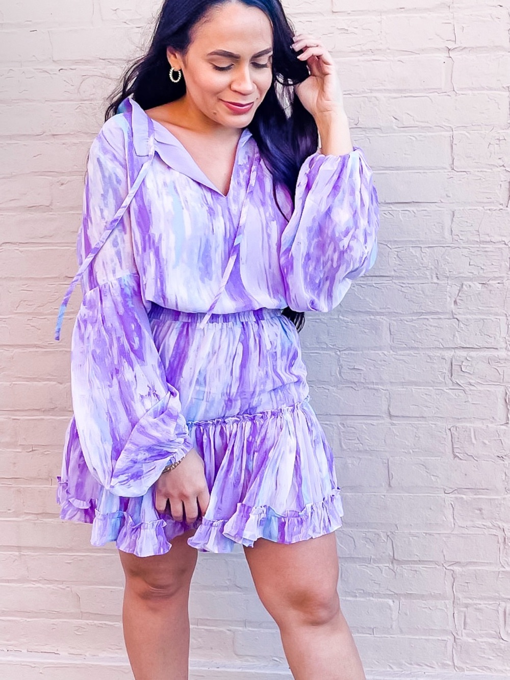 Buddy Love Lavender Watercolor Mini Dress